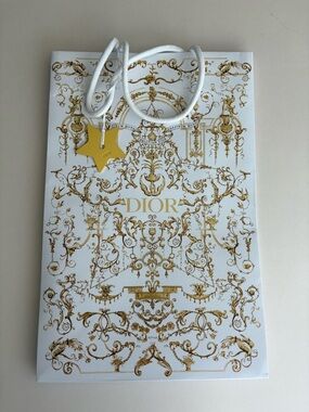 Dior White and Gold Ornate Gift Tote with Star charm